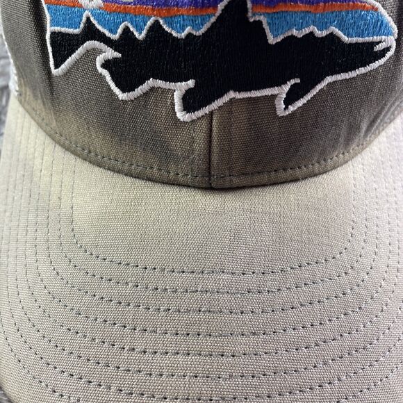 Patagonia Hat Cap Mens Adjustable Gray White Fitz Roy Trout Trucker Hat Mesh - Picture 4 of 11